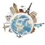 world with landmarks coming out of it